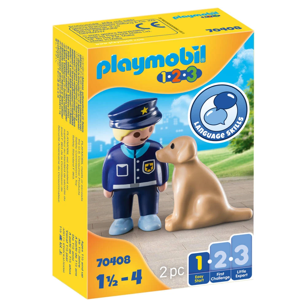 PLAYMOBIL 1.2.3 Politieman Met Hond 70408 3 PLAYMOBIL 1.2.3 Politieman Met Hond 70408