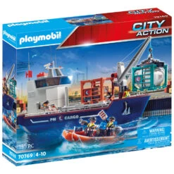 PLAYMOBIL City Action Cargo Groot Containerschip Met Douaneboot 70769